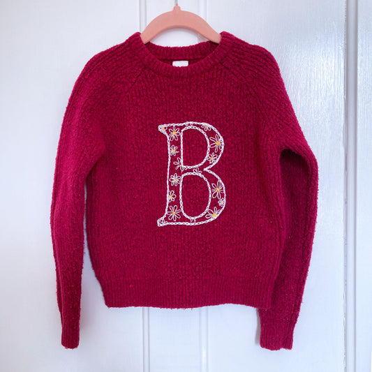 Age 6, Next Kids | Pink B daisy initial jumper | Ready to ship