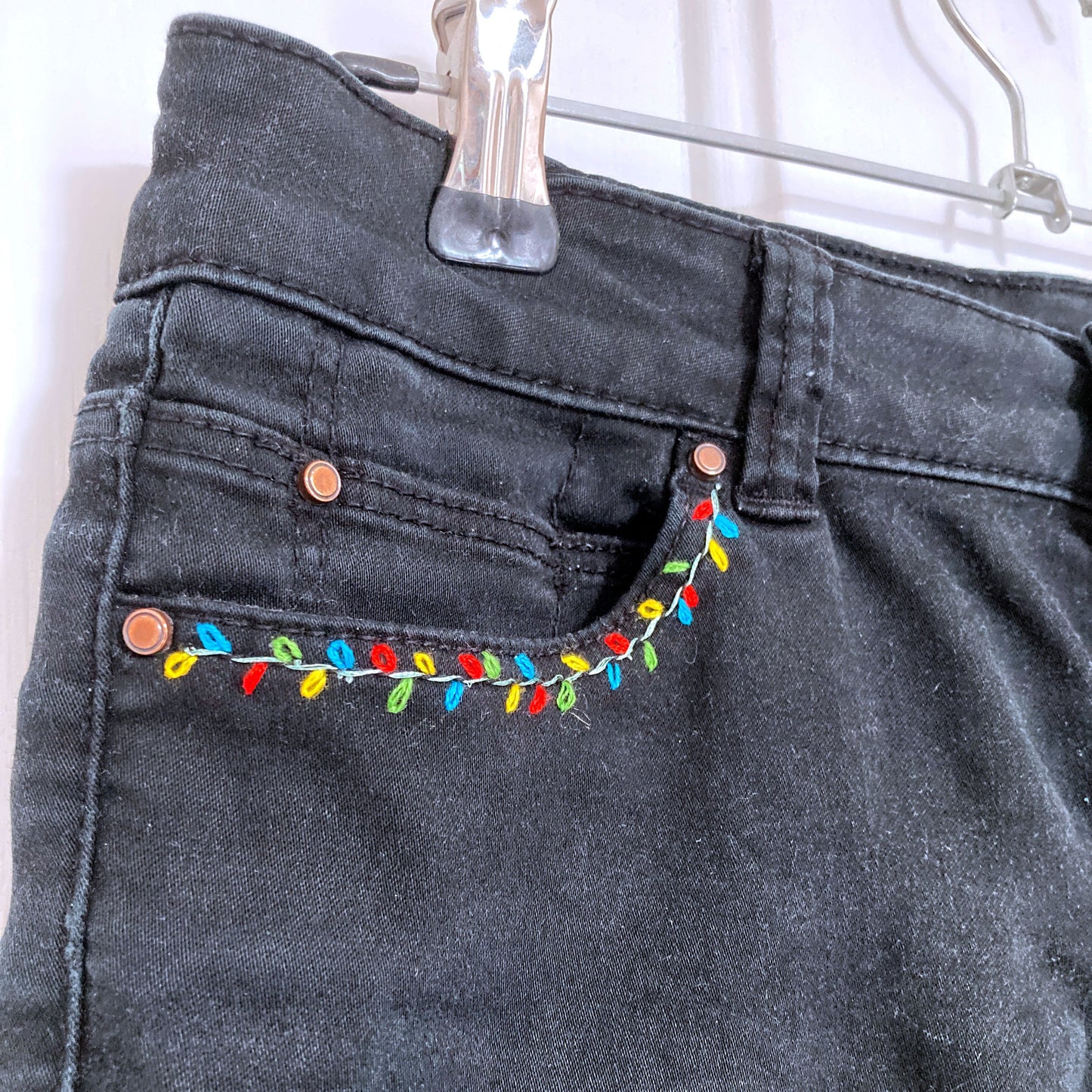 Embroidered pocket jeans - custom order