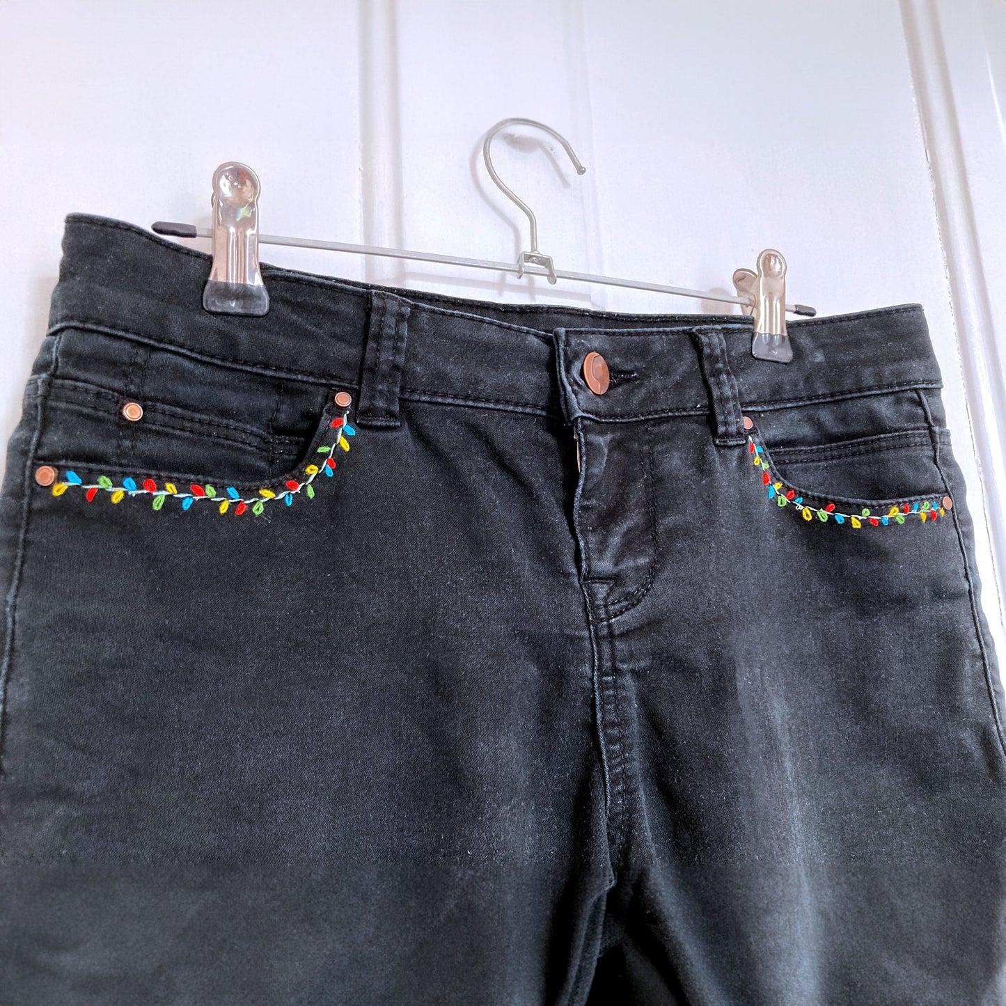 Embroidered pocket jeans - custom order