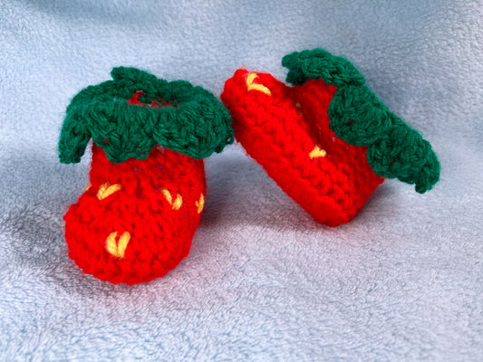 Strawberry baby booties