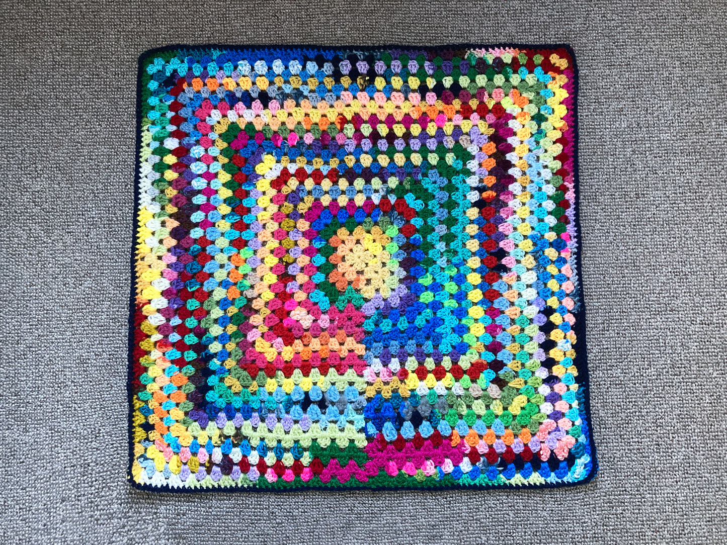 Rainbow granny square blanket